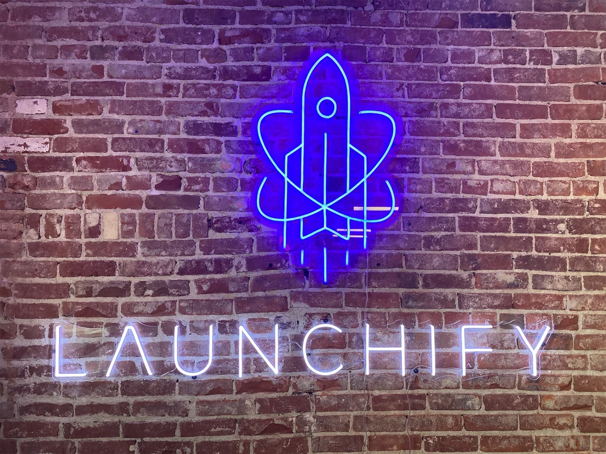 The Launchify neon sign